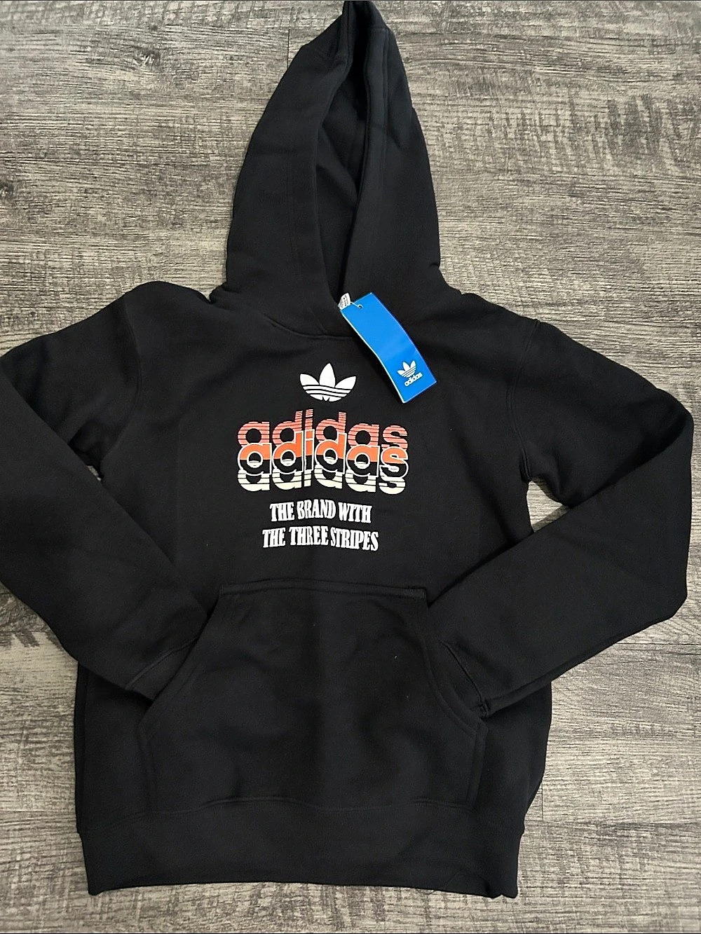 adidas Boys Size 11-12 Black Graphic Hoodie NWT